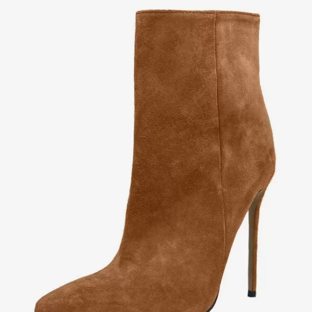 Suede Ankle Boots - Brown Chestnut Heeled Fashion anti slip Statement
